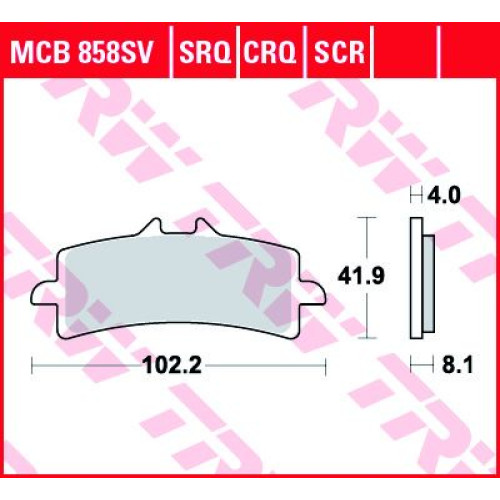 ТОРМОЗНЫЕ КОЛОДКИ TRW (17212590) дорожное S SINTER TRACK SRT SINTERED / TRACK PADS