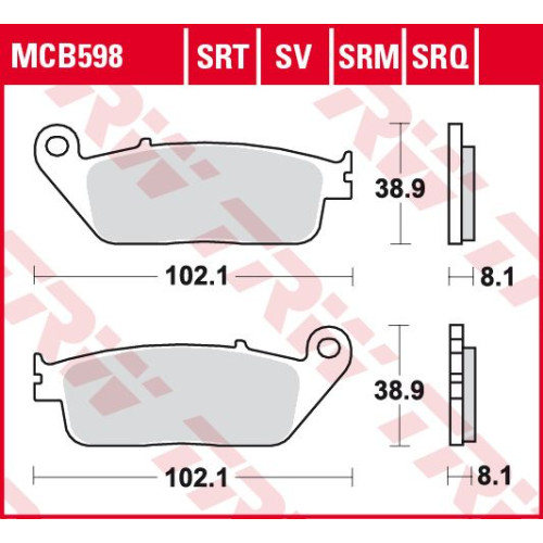 ТОРМОЗНЫЕ КОЛОДКИ TRW (17212593) дорожное S SINTER TRACK SRT SINTERED / TRACK PADS