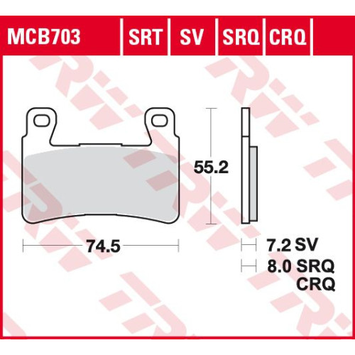ТОРМОЗНЫЕ КОЛОДКИ TRW (17212597) дорожное S SINTER TRACK SRT SINTERED / TRACK PADS