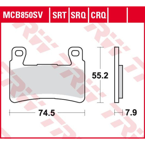ТОРМОЗНЫЕ КОЛОДКИ TRW (17212602) дорожное S SINTER TRACK SRT SINTERED / TRACK PADS