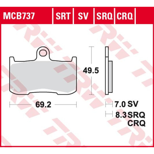 ТОРМОЗНЫЕ КОЛОДКИ TRW (17212609) дорожное S SINTER TRACK SRT SINTERED / TRACK PADS