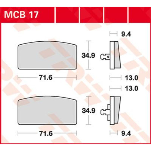 ТОРМОЗНЫЕ КОЛОДКИ TRW (17220368) MCB17 ALLROUND ORGANIC