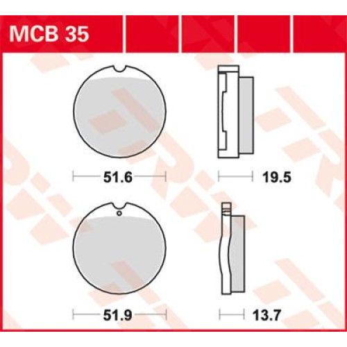 ТОРМОЗНЫЕ КОЛОДКИ TRW (17220373) MCB35 ALLROUND ORGANIC