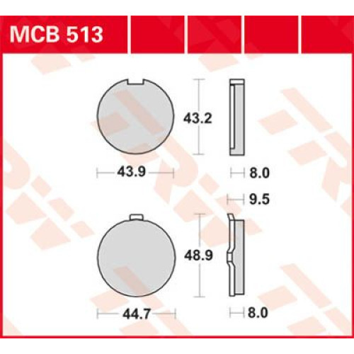 ТОРМОЗНЫЕ КОЛОДКИ TRW (17220385) MCB513 ALLROUND ORGANIC