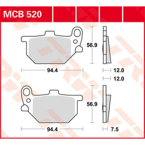 ТОРМОЗНЫЕ КОЛОДКИ TRW (17220392) MCB520 ALLROUND ORGANIC