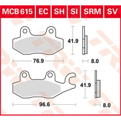 ТОРМОЗНЫЕ КОЛОДКИ TRW (17220475) SV дорожное MCB615SV SINTER PERFORMANCE