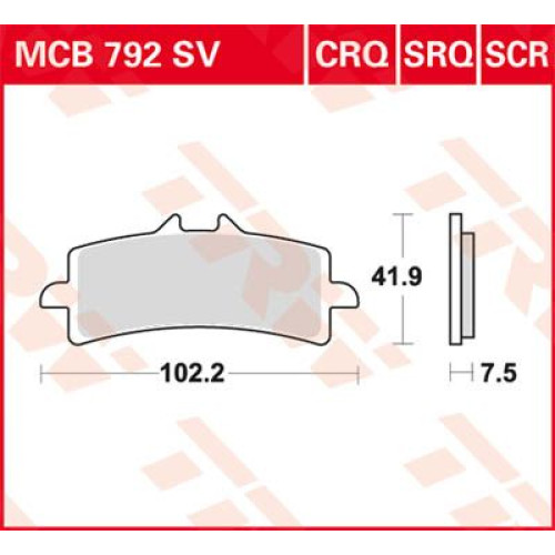 ТОРМОЗНЫЕ КОЛОДКИ TRW (17220646) карбон MCB792CRQ CRQ HYPER- RACING