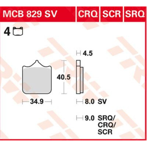 ТОРМОЗНЫЕ КОЛОДКИ TRW (17220649) карбон MCB829CRQ CRQ HYPER- RACING
